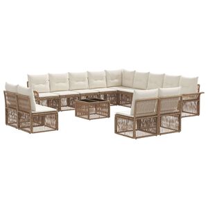 vidaXL Aia Diivanikomplekt 14 pcs Beež pol&uuml;rotang