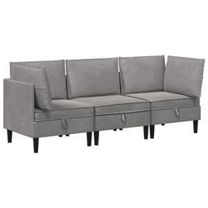 vidaXL Elutoa m&ouml;&ouml;bliseade padjaga ladustamisega 3 pcs Helehall Samet