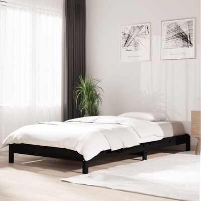 vidaXL virnastatav voodi, must, 90 x 190 cm, männipuit