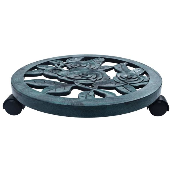 vidaXL ratastel taimealus 6 tk, roheline, 38 cm, plast