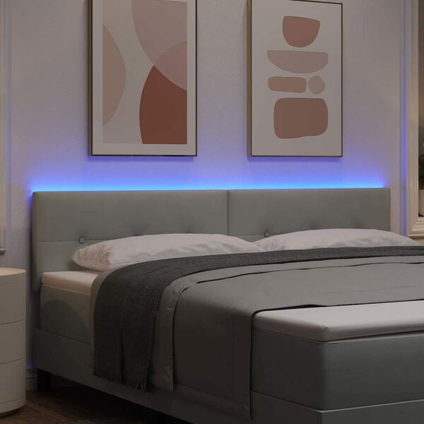 vidaXL LED peatoed LED -ribatuledega peaga Helehall 180 cm Pol&uuml;ester