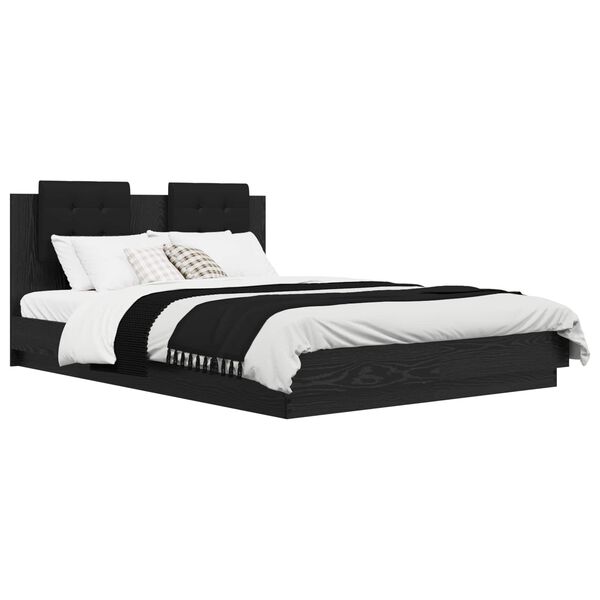 vidaXL Peatsiga voodiraam peaga Must tamm 160 x 200 cm Tehispuit