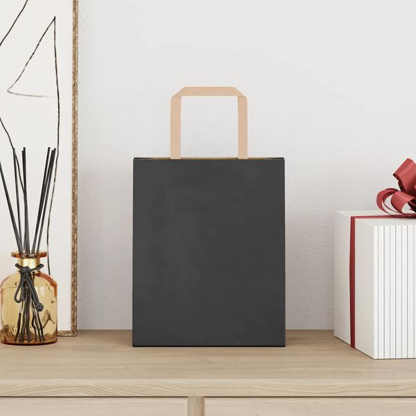 vidaXL paberkotid, 250 tk, k&auml;epidemetega, must, 18x8x22 cm