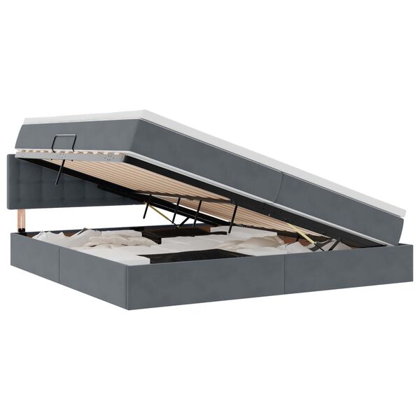 vidaXL LED-valgusega hoiuvoodi madratsiga Tumehall 200 x 200 cm Samet