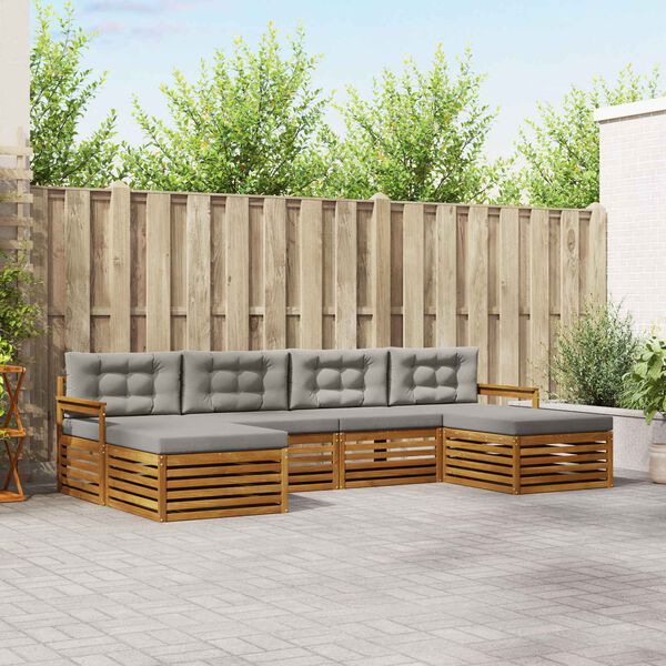 vidaXL Diivanikomplektid 6 pcs Looduslik ja Hele Hall Tugev akatsiapuu