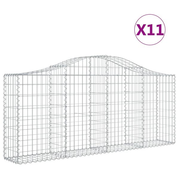 vidaXL kaarekujulised gabioonkorvid 11 tk, 200x30x80/100 cm, raud