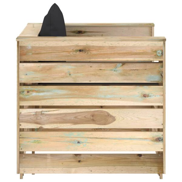 vidaXL 2osaline aiam&ouml;&ouml;bli komplekt patjadega, roheline, immutatud puit