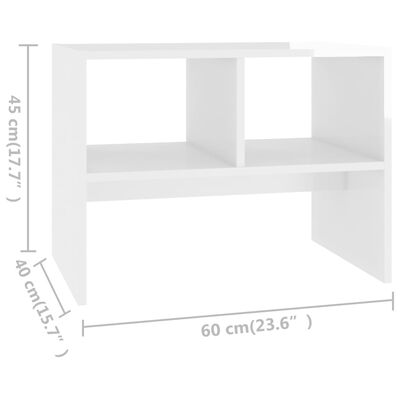 vidaXL lisalaud, kõrgläikega, valge, 60x40x45 cm puitlaastplaat