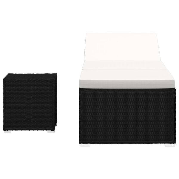 vidaXL p&auml;evitustool padja ja teelauaga, pol&uuml;rotang, kreemjasvalge