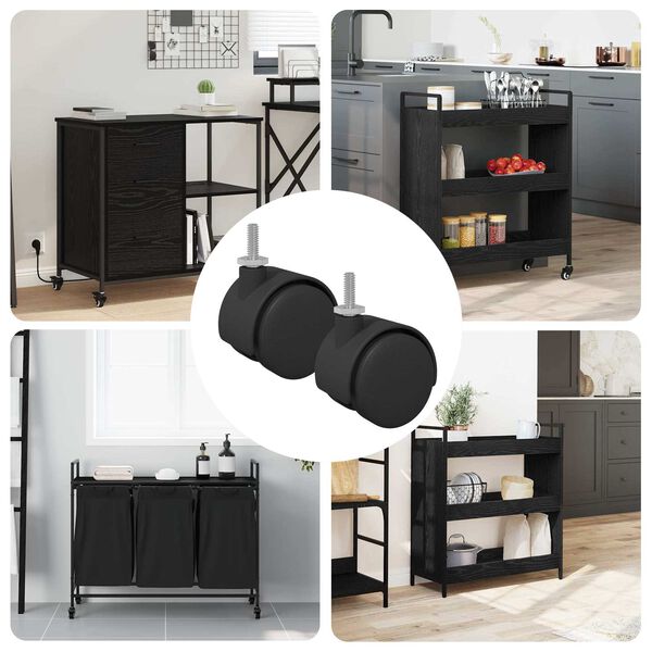 vidaXL Rattakandur 2 pcs Must ja h&otilde;bedane 37,8 x 40 mm Raud ja PP