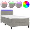 vidaXL kontinentaalvoodi madrats ja LED, helehall, 90x190 cm, samet