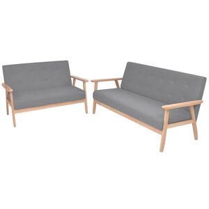 vidaXL 2-osaline diivanikomplekt, helehallist kangast