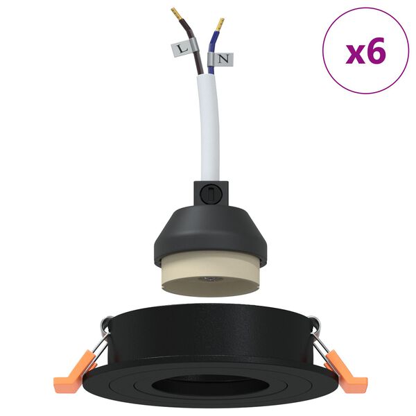 vidaXL Spotivalgus 6 pcs Must 9 x 9 x 2 cm Alumiinium