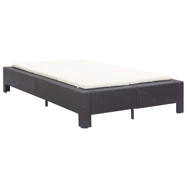 vidaXL kaheinimese päevitustool, pehmendus, must, polürotang