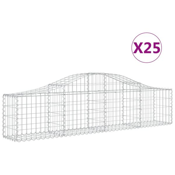 vidaXL kaarekujulised gabioonkorvid 25 tk, 200x30x40/60 cm, raud