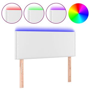 vidaXL LED-voodipeats, valge, 100x5x78/88 cm kunstnahk