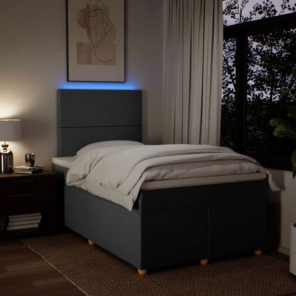 vidaXL kontinentaalvoodi madratsiga, tumehall, 120x200 cm, kangas