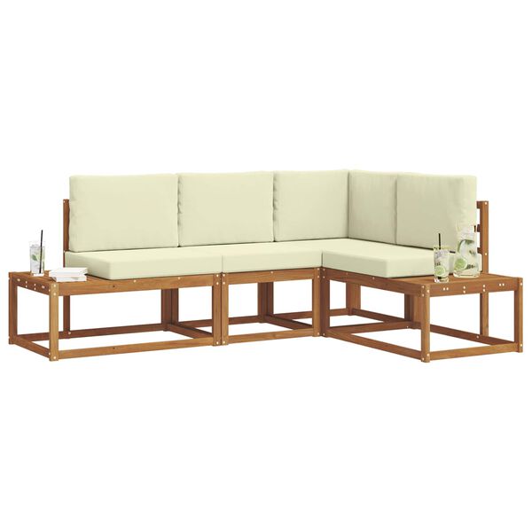vidaXL V&auml;li diivanikomplekt padjaga 4 T&uuml;kk Looduslik ja kreem
