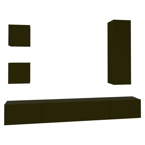 vidaXL 5-osaline telerikappide komplekt, must, tehispuit