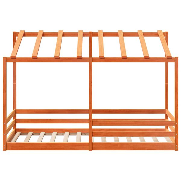 vidaXL lastevoodi koos katusega, vahapruun, 80 x 200 cm, m&auml;nnipuit