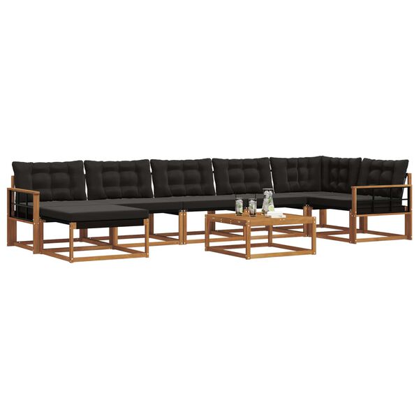 vidaXL V&auml;li diivanikomplekt 22 pcs Looduslik ja must Tugev akatsiapuu