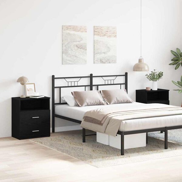 vidaXL &Ouml;&ouml;tuba sahtliga 2 pcs Must tamm 50 x 32 x 60cm Tehispuit