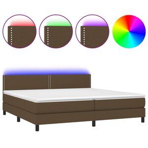 vidaXL kontinentaalvoodi madrats ja LED, tumepruun, 200x200 cm, kangas
