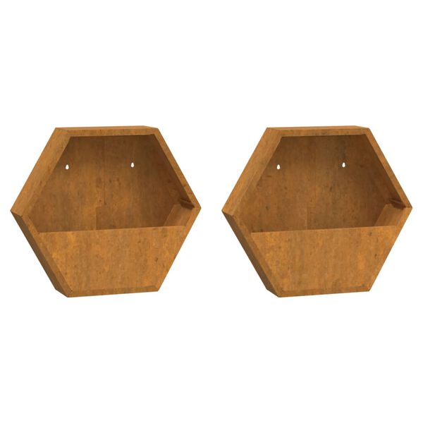 vidaXL seina taimekastid 2 tk, rooste, Corten teras, 46x10x40 cm