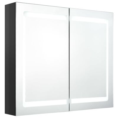 vidaXL LED vannitoa peegelkapp, säravmust, 80 x 12 x 68 cm