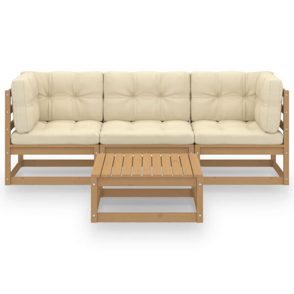 vidaXL 4-osaline aiam&ouml;&ouml;bli komplekt istmepatjadega, m&auml;nnipuit