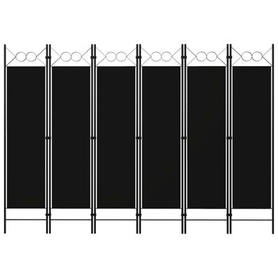 vidaXL 6 paneeliga ruumijagaja, must, 240 x 180 cm