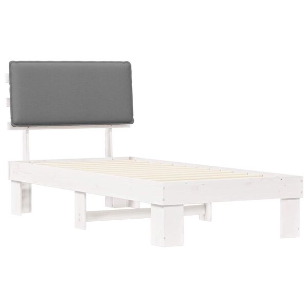 vidaXL Voodiraam Pehme Peatoega peaga Helehall 75 x 190 cm Tahke m&auml;nd