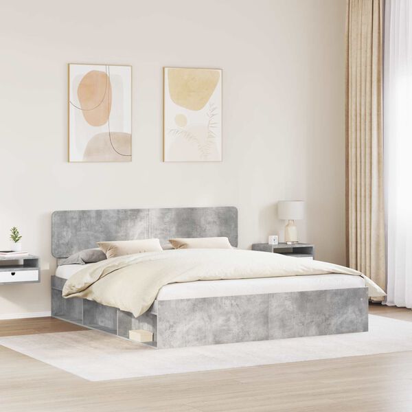 vidaXL Voodi raam peaga Betoon 180 x 200 cm Tahke m&auml;nd