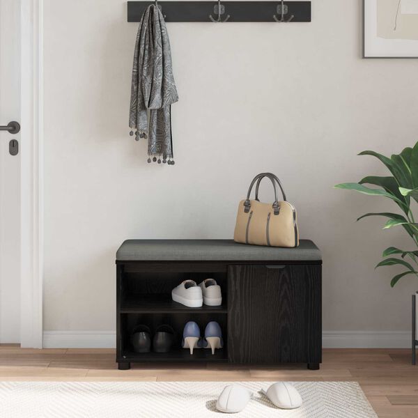 vidaXL Hallipink padjaga &Uuml;ksv&auml;rviline Must tamm 80 x 38 x 46 cm