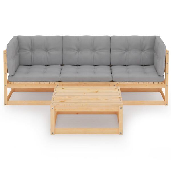 vidaXL 4-osaline aiamööblikomplekt istmepatjadega, männipuit