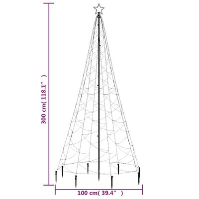 vidaXL jõulupuu metallist postiga, 500 LEDi, soe valge, 3 m