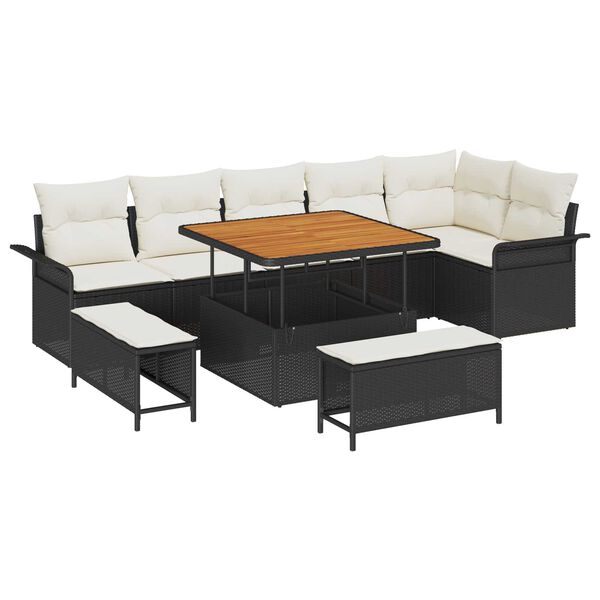 vidaXL Aia Diivanikomplekt 9 pcs Must ja kreem 100 x 100 x 71 cm