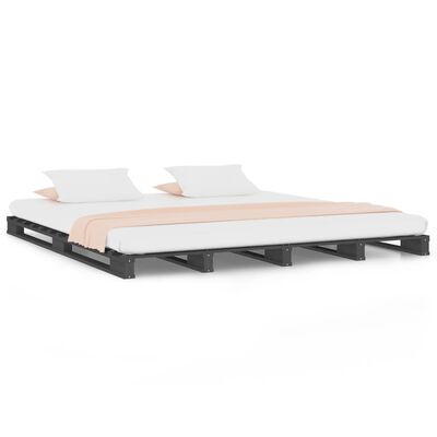 vidaXL kaubaalustest voodi, hall, 160 x 200 cm, männipuit