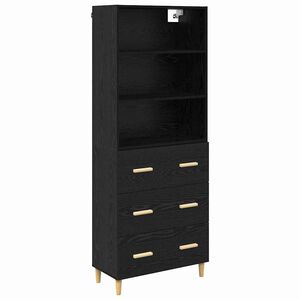 vidaXL K&otilde;rgushein sahtliga Must tamm 69,5 x 32,5 x 180 cm Tehispuit