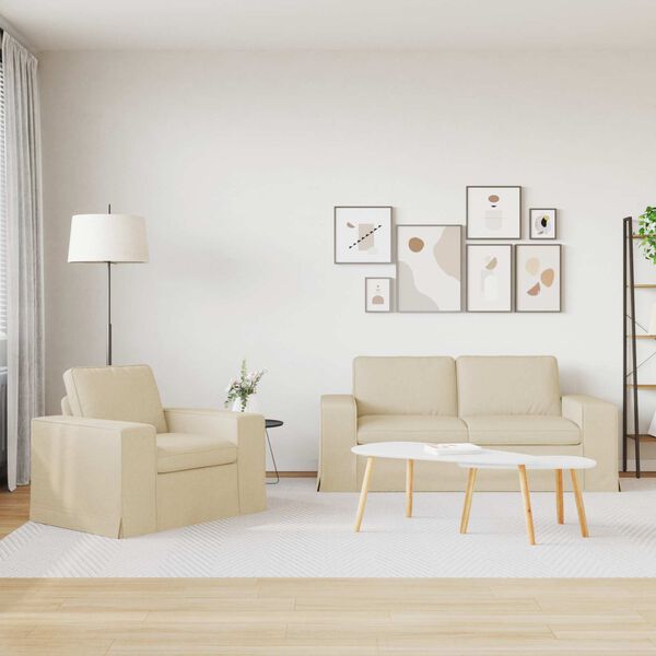 vidaXL Diivan 2 pcs cream 182 x 80 x 82 cm kangas