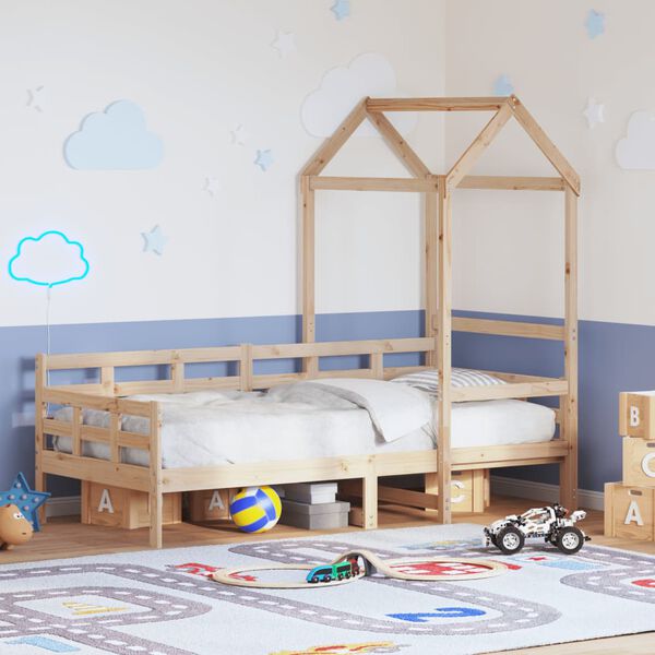 vidaXL p&auml;evavoodi katusega ilma madratsita, 80 x 200 cm, puit