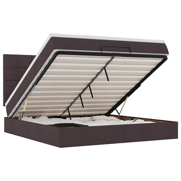 vidaXL ottomani voodi madratsiga, tumepruun, 160x200 cm, kangas