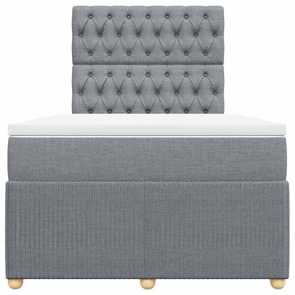 vidaXL kontinentaalvoodi madratsiga, helehall, 120x200 cm, kangas