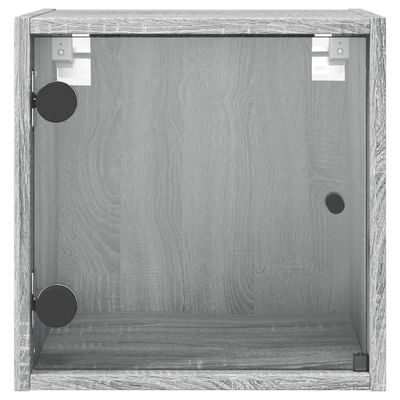 vidaXL klaasuksega öökapp, hall Sonoma tamm, 35 x 37 x 35 cm