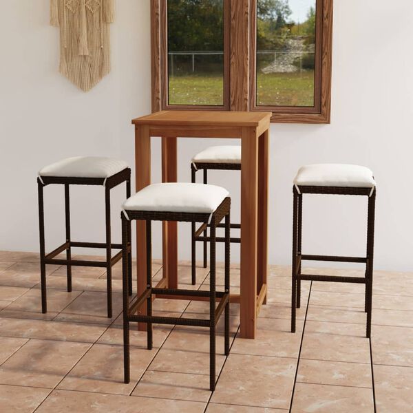 vidaXL 5-osaline aia baarikomplekt patjadega, pruun