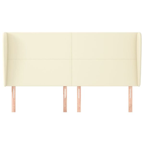 vidaXL voodipeats servadega, kreemjas, 203x23x118/128 cm, kunstnahk