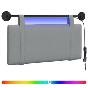 vidaXL Rippuv voodipeats LED-valgustusega Helehall kangas