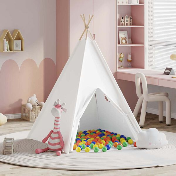 vidaXL Teepee telk Valge 120 x 120 x 150 cm Kangas ja Plastik