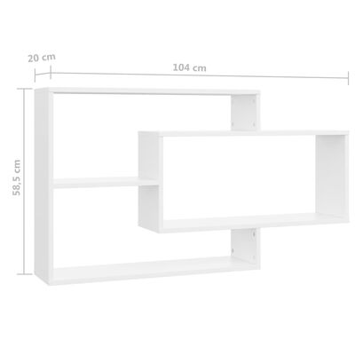 vidaXL seinariiulid valge 104x20x58,5 cm puitlaastplaat