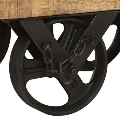vidaXL puhvetkapp ratastega, 38 x 30 x 143 cm, töötlemata mangopuit